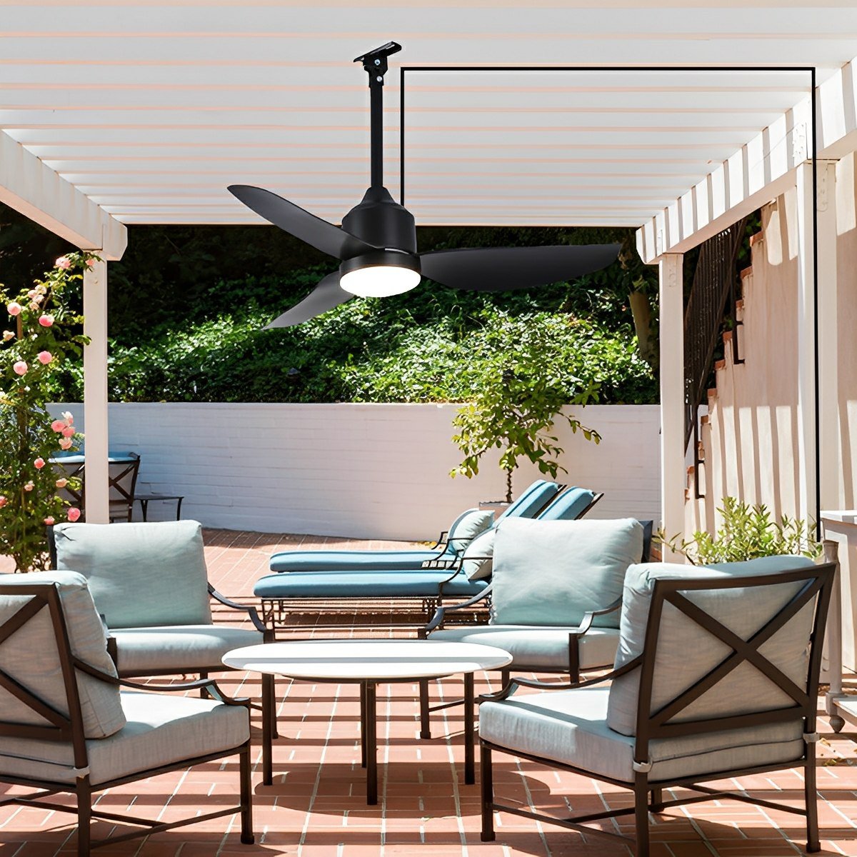 Modern Outdoor Dimmable DC Motor Reverse Frequency Ceiling Fan Light - Glimvale