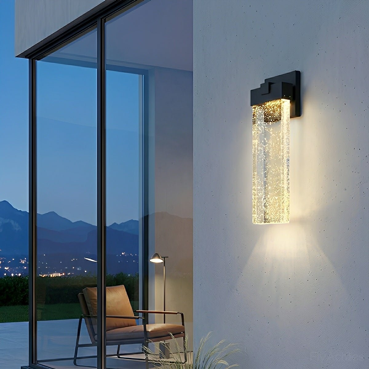 Modern Rectangular Crystal Bubble Waterproof LED Outdoor Wall Light - Glimvale