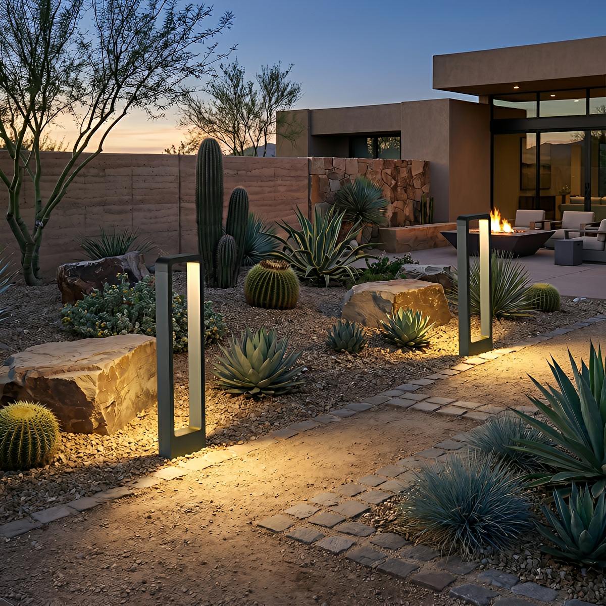 Modern Rectangular Frame Waterproof Outdoor Bollard Parth Light - Glimvale