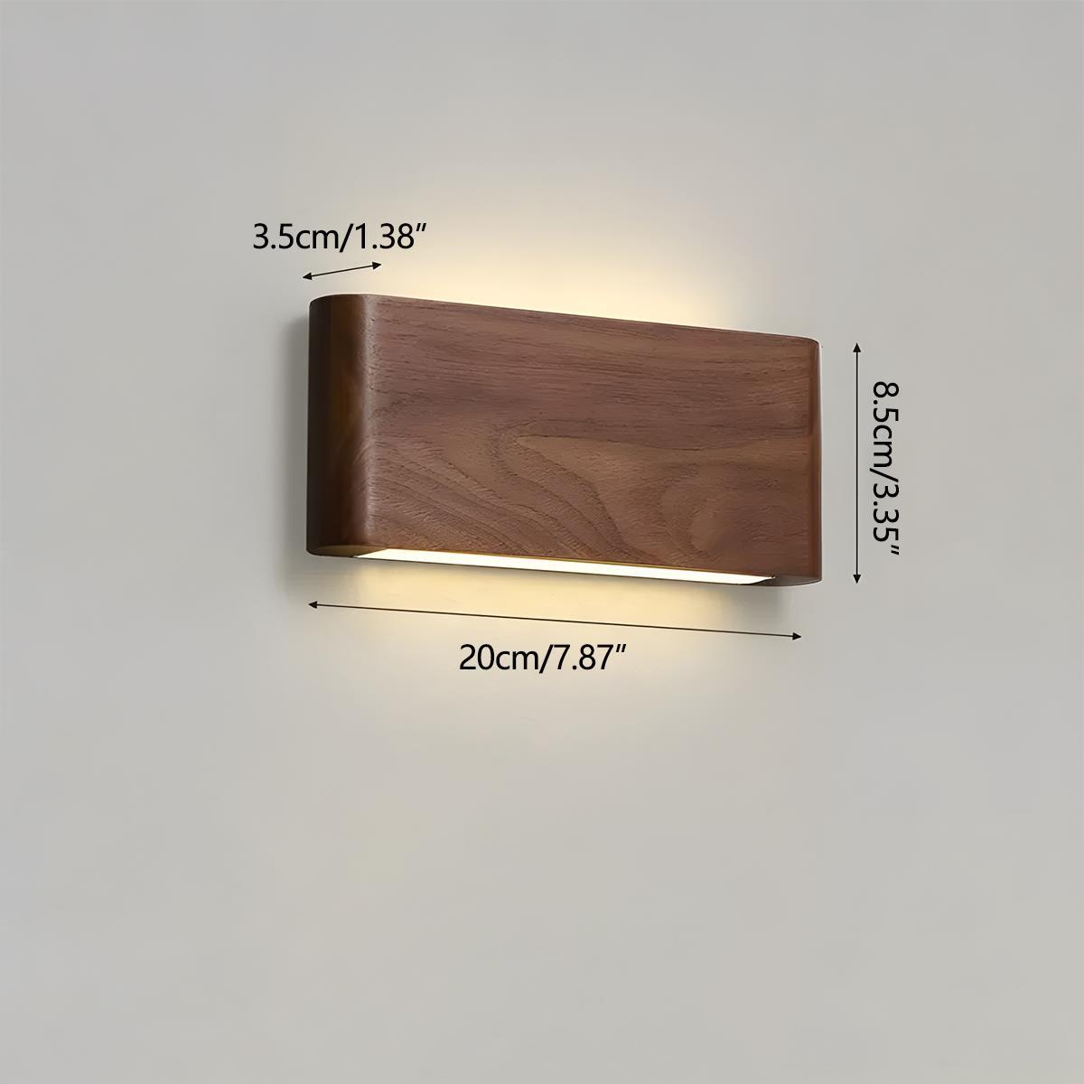 Modern Walnut Solid Wood Rectangular LED Indoor Wall Sconce - Glimvale