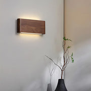 Modern Walnut Solid Wood Rectangular LED Indoor Wall Sconce - Glimvale