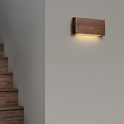 Modern Walnut Solid Wood Rectangular LED Indoor Wall Sconce - Glimvale