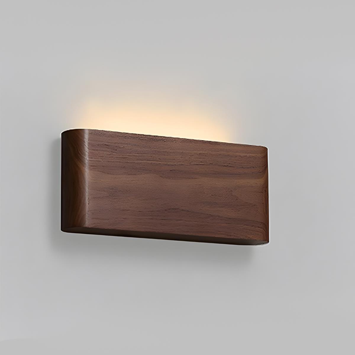 Modern Walnut Solid Wood Rectangular LED Indoor Wall Sconce - Glimvale