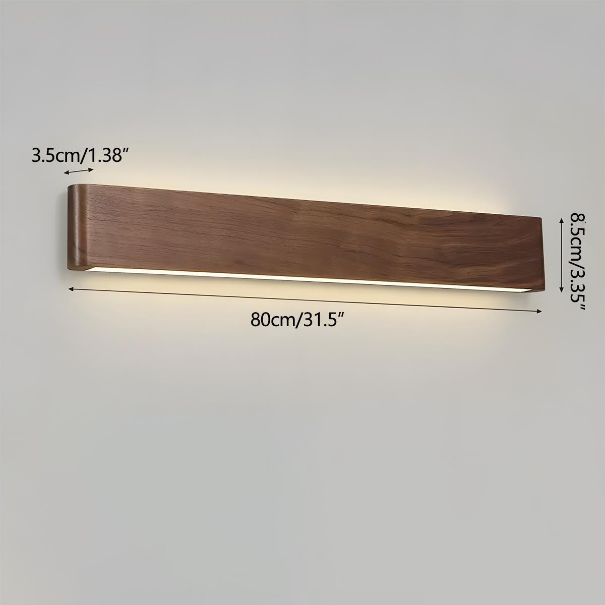 Modern Walnut Solid Wood Rectangular LED Indoor Wall Sconce - Glimvale