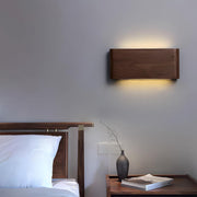 Modern Walnut Solid Wood Rectangular LED Indoor Wall Sconce - Glimvale