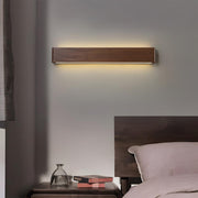 Modern Walnut Solid Wood Rectangular LED Indoor Wall Sconce - Glimvale