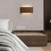 Modern Walnut Solid Wood Rectangular LED Indoor Wall Sconce - Glimvale