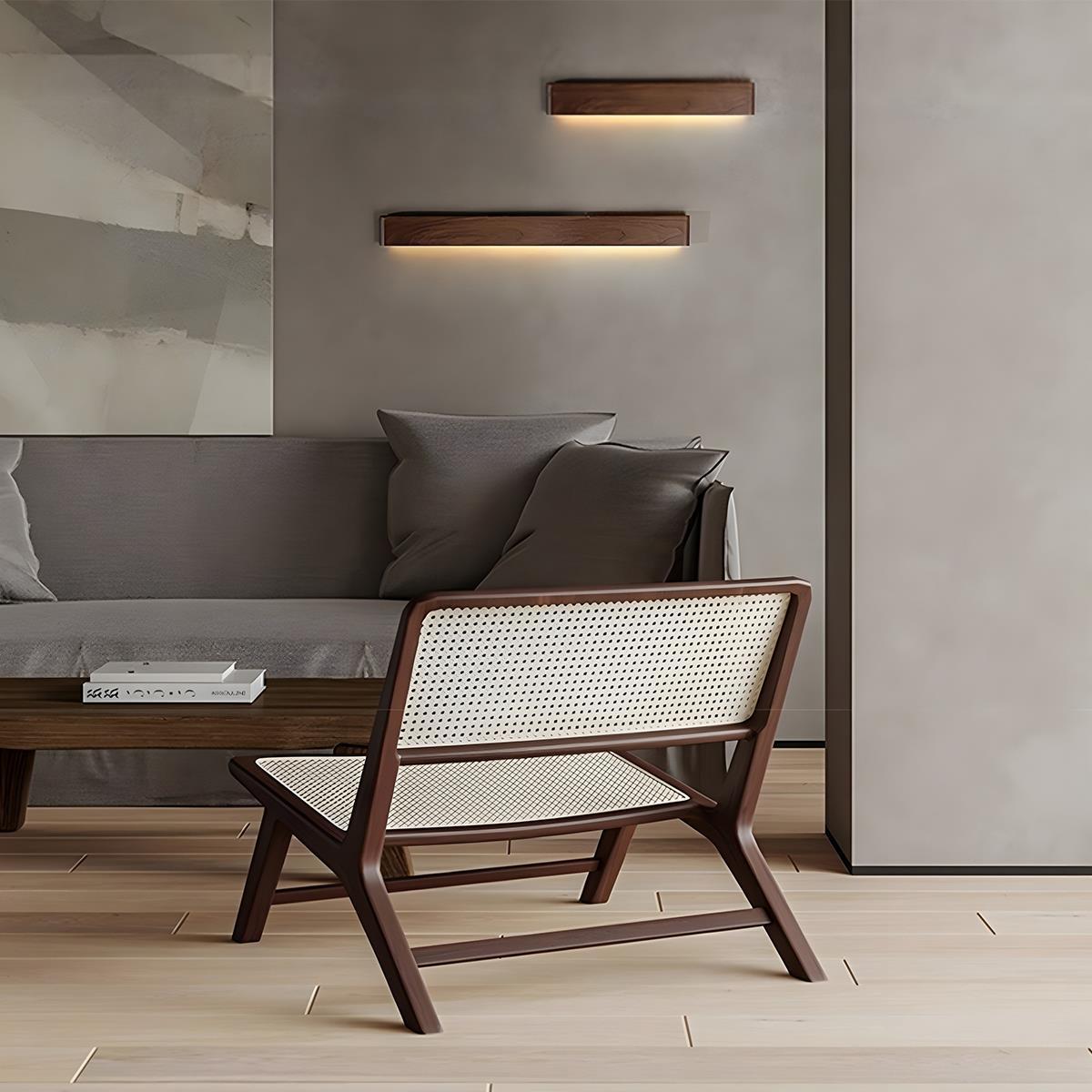 Modern Walnut Solid Wood Rectangular LED Indoor Wall Sconce - Glimvale