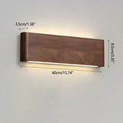 Modern Walnut Solid Wood Rectangular LED Indoor Wall Sconce - Glimvale
