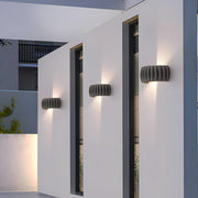 Modern Waterproof Arc Cement Carve Up and Down LED Outdoor Wall Lights - Glimvale