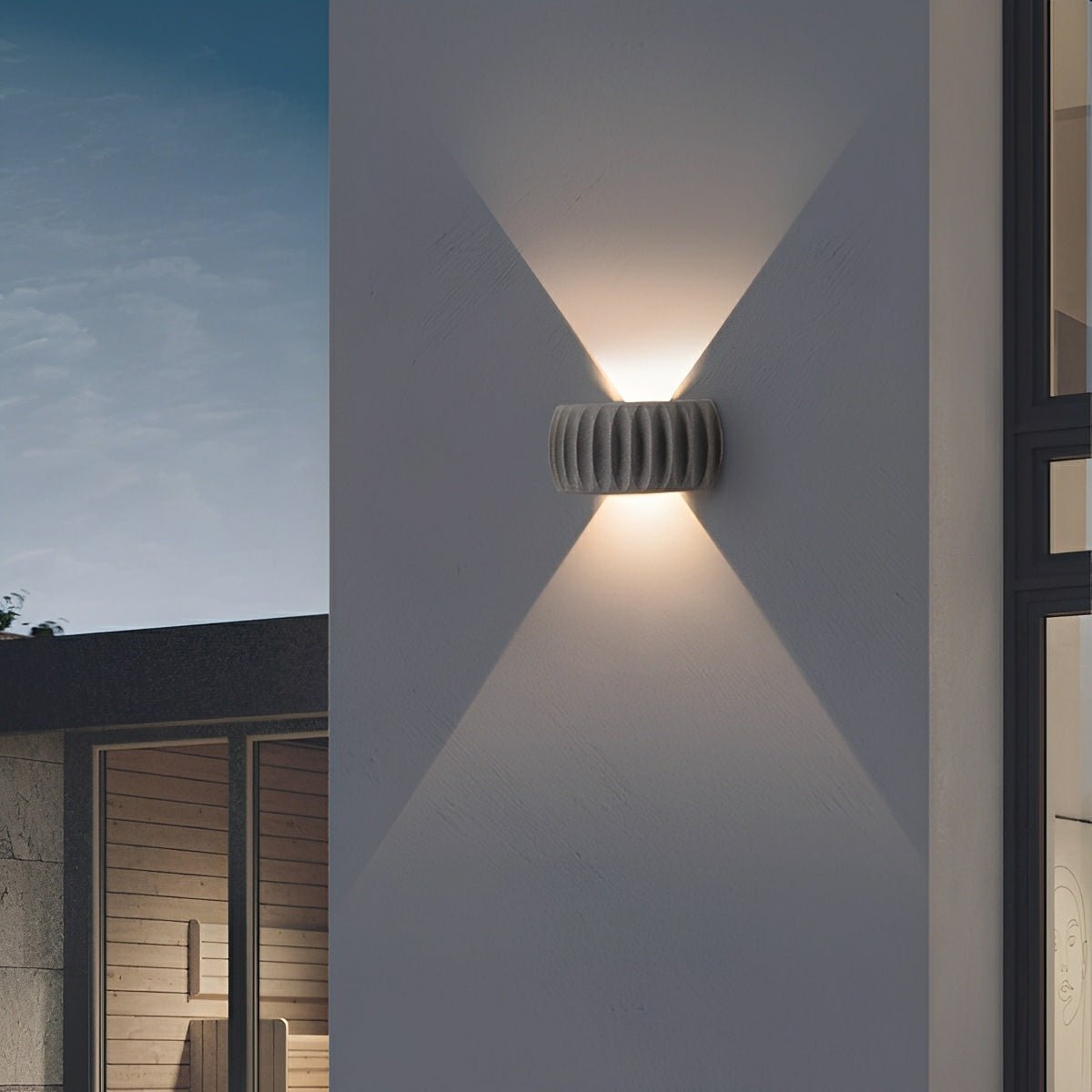 Modern Waterproof Arc Cement Carve Up and Down LED Outdoor Wall Lights - Glimvale