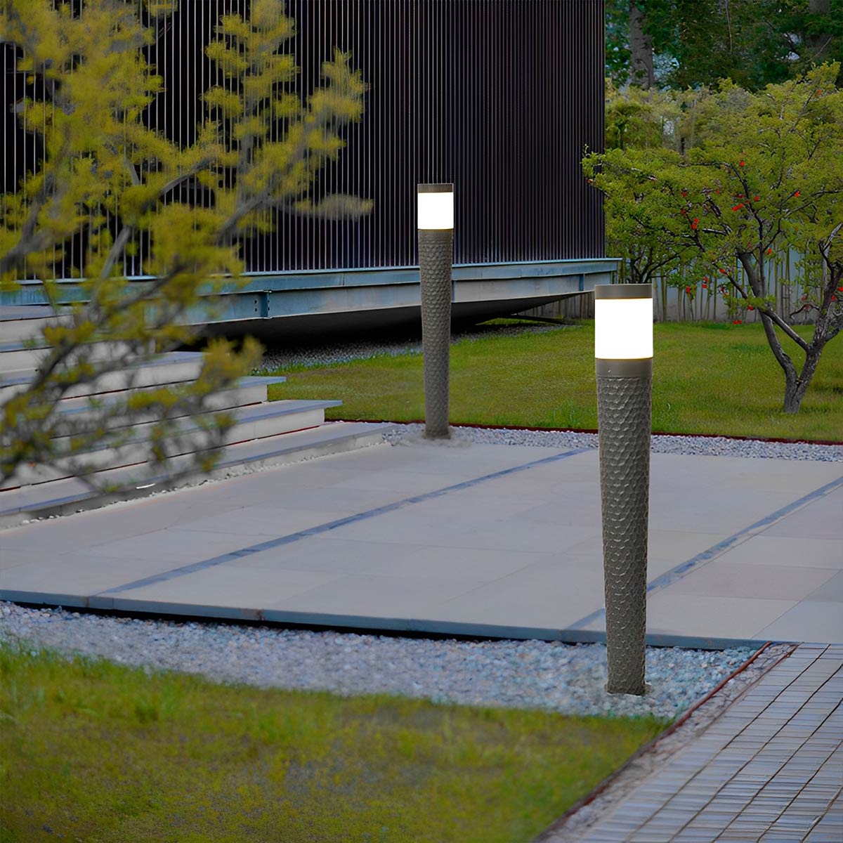 Modern Waterproof Cylinder Outdoor LED Lawn Pillar Lights - Glimvale