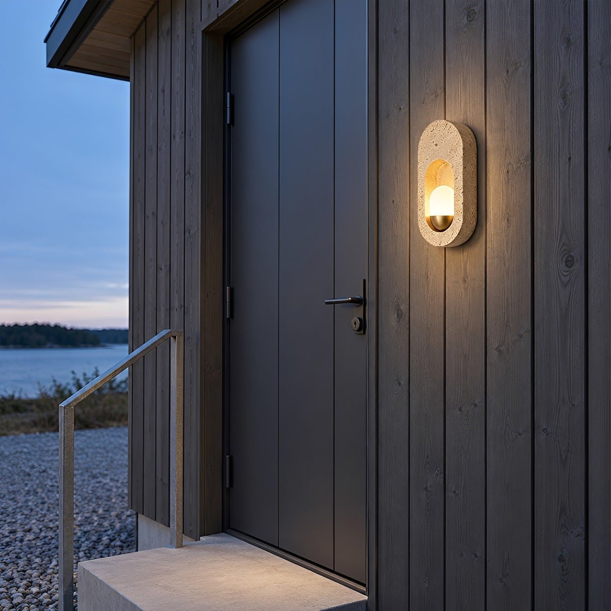 Modern Waterproof Travertine LED Outdoor Wall Light - Glimvale