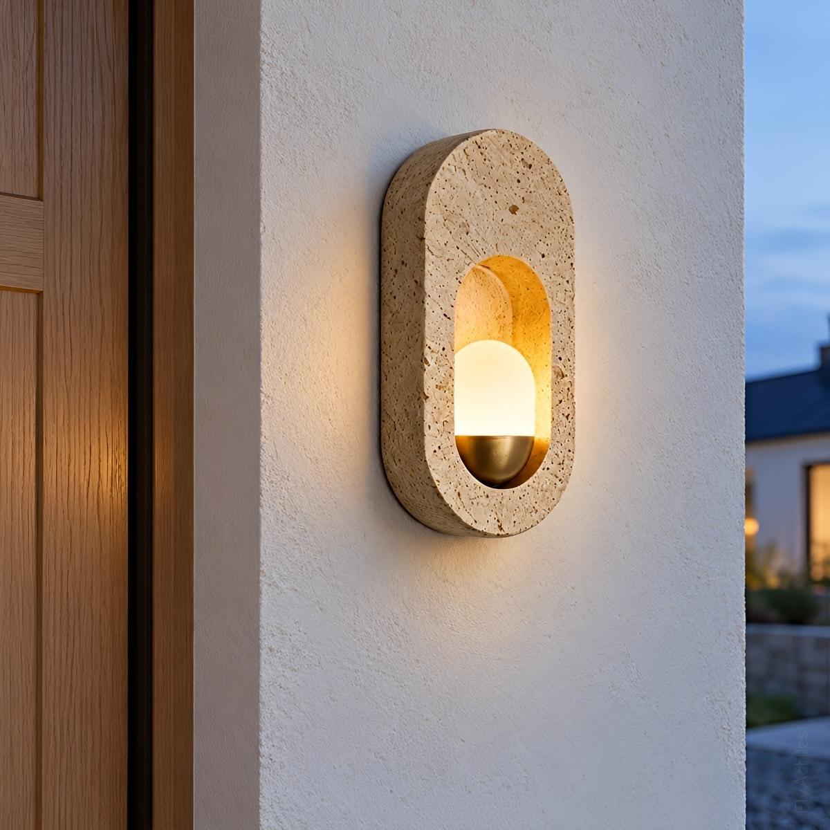 Modern Waterproof Travertine LED Outdoor Wall Light - Glimvale