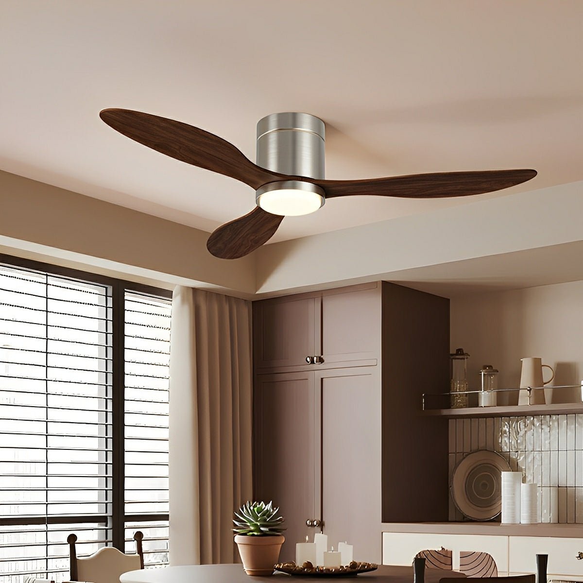 Modern Wing - inspired Blade Reverse Ceiling Fan - with Light - Glimvale