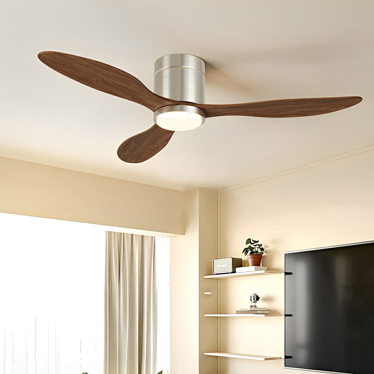 Modern Wing - inspired Blade Reverse Ceiling Fan - with Light - Glimvale