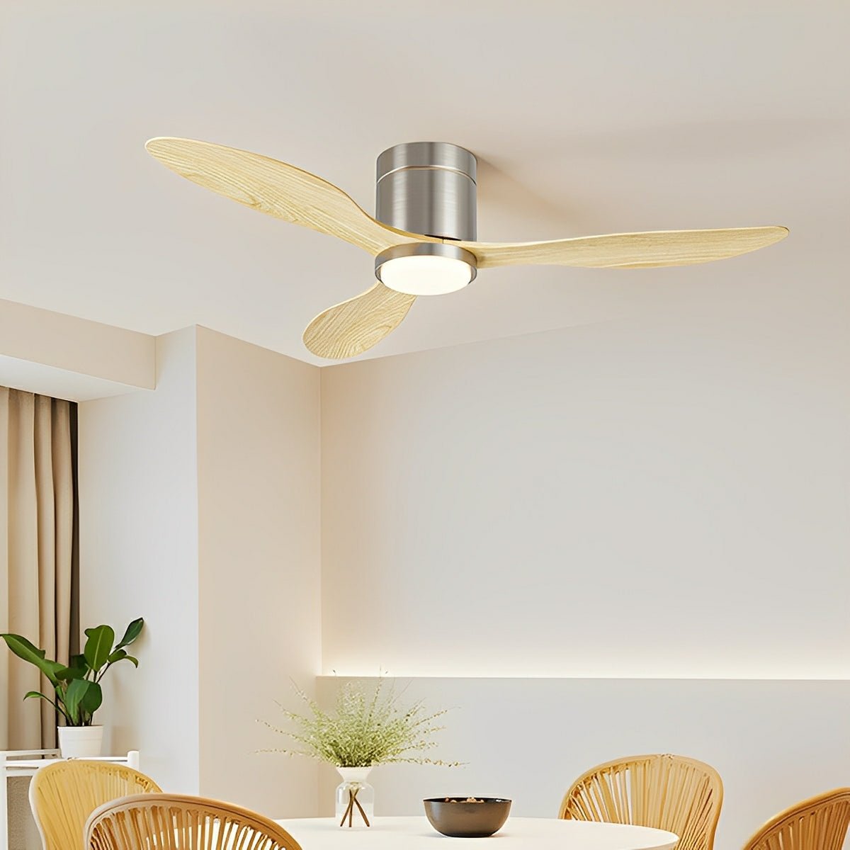 Modern Wing - inspired Blade Reverse Ceiling Fan - with Light - Glimvale