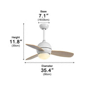 Nordic Minimalist LED Ceiling Paddle Fan with Remote Control Adjustable Wind Speed Fan - Glimvale