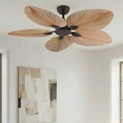 Palm Leaf Ceiling Fan with Silent DC Motor Frequency Conversion Remote Control For Bedroom - Glimvale