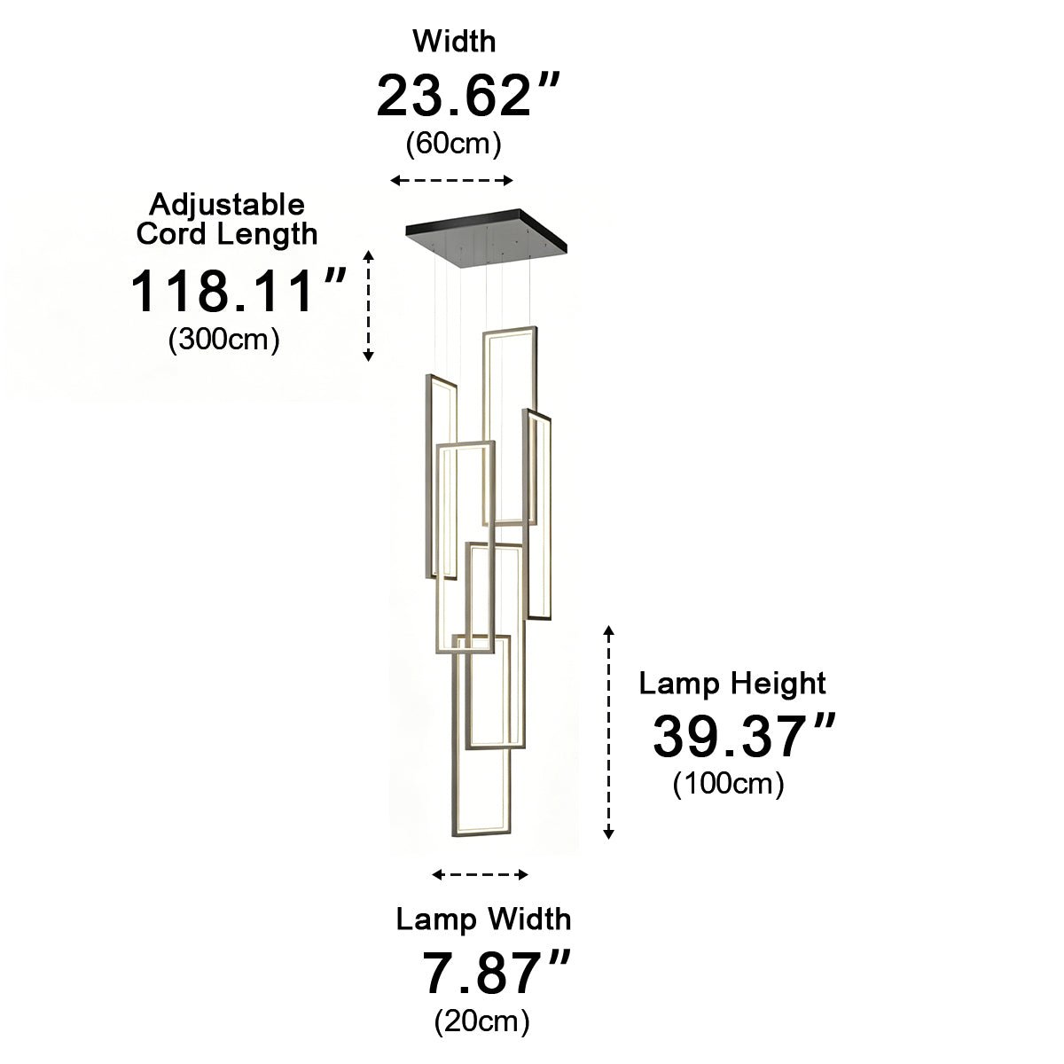 Rectangle LED Chandelier – Modern Minimalist - Glimvale