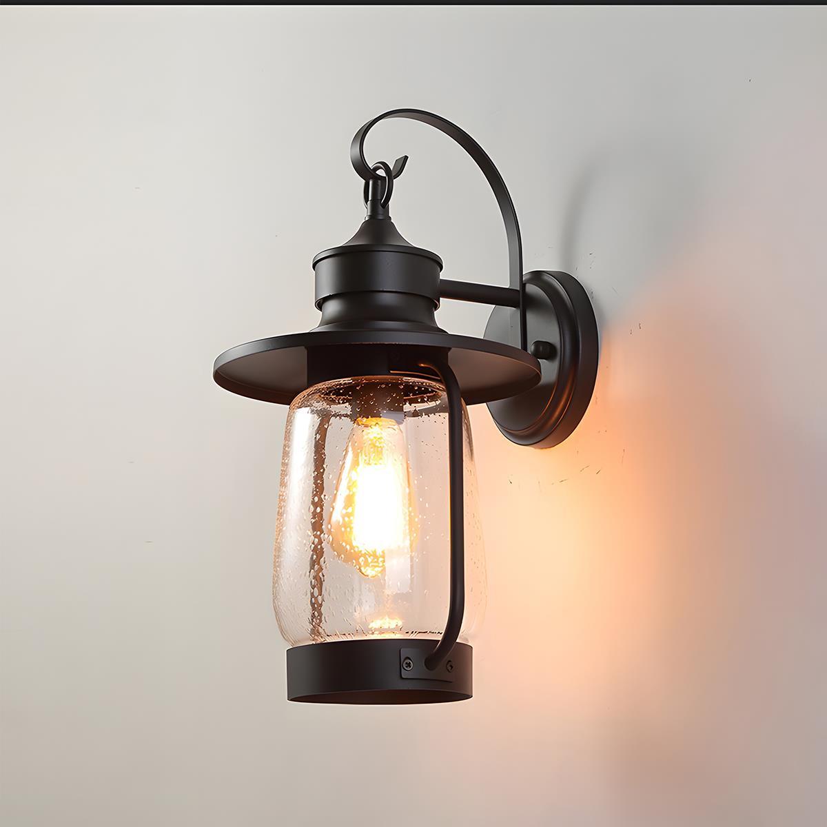 Retro Black Waterproof Lantern Outdoor Wall Sconces - Glimvale
