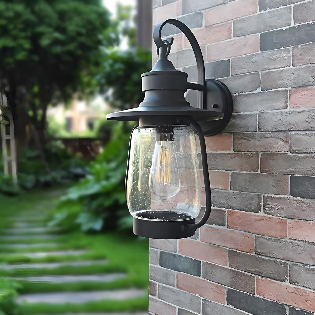 Retro Black Waterproof Lantern Outdoor Wall Sconces - Glimvale