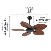 Rustic Coastal Leaf - shaped Modern DC Motor Reverse Ceiling Fan - Glimvale