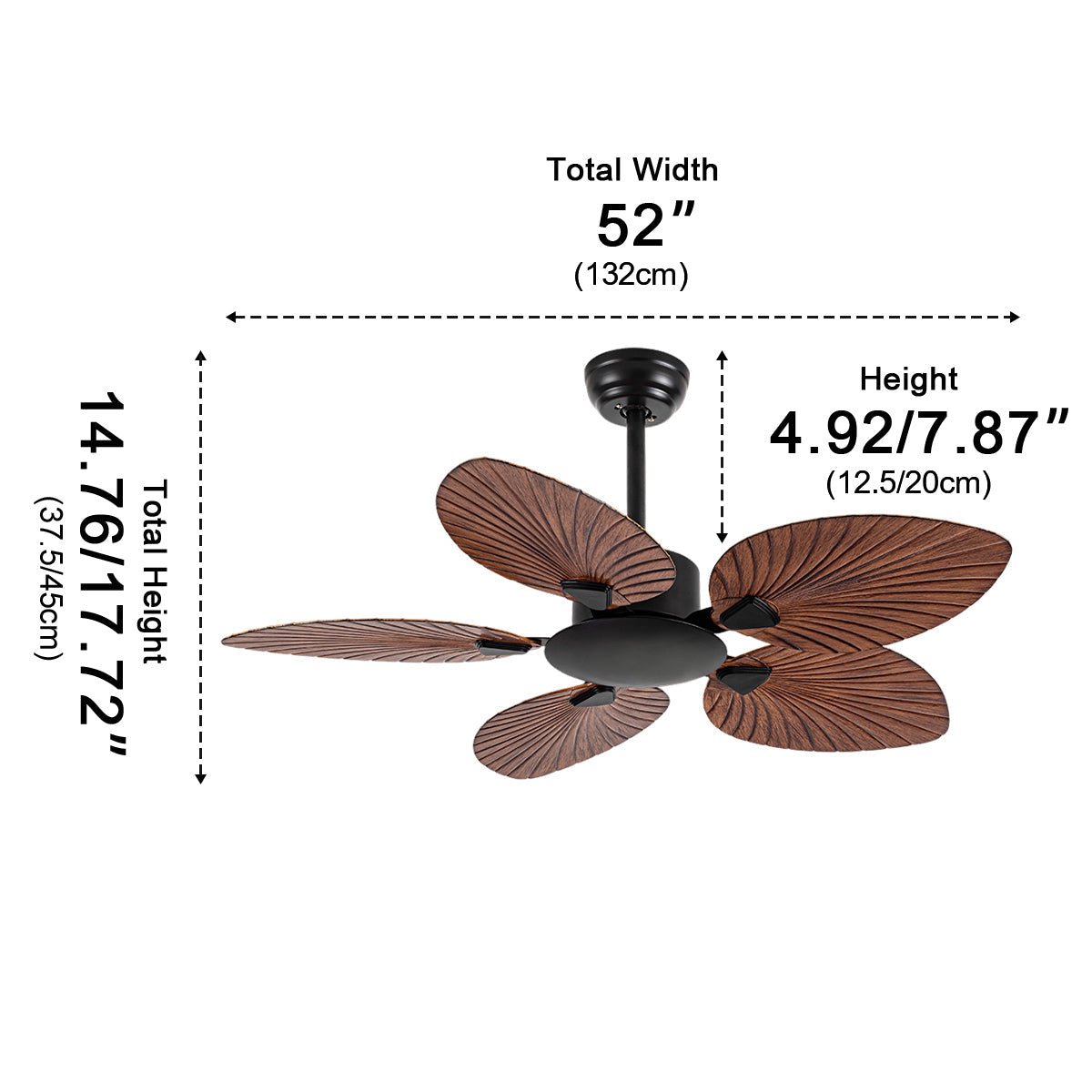 Rustic Coastal Leaf - shaped Modern DC Motor Reverse Ceiling Fan - Glimvale