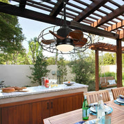 Rustic Round Outdoor DC Motor Reverse Ceiling Fan Light 19.69" - Glimvale