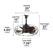 Rustic Round Outdoor DC Motor Reverse Ceiling Fan Light 19.69" - Glimvale
