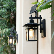 Solar Rustic Square Waterproof Outdoor LED Porch Wall Light - Glimvale