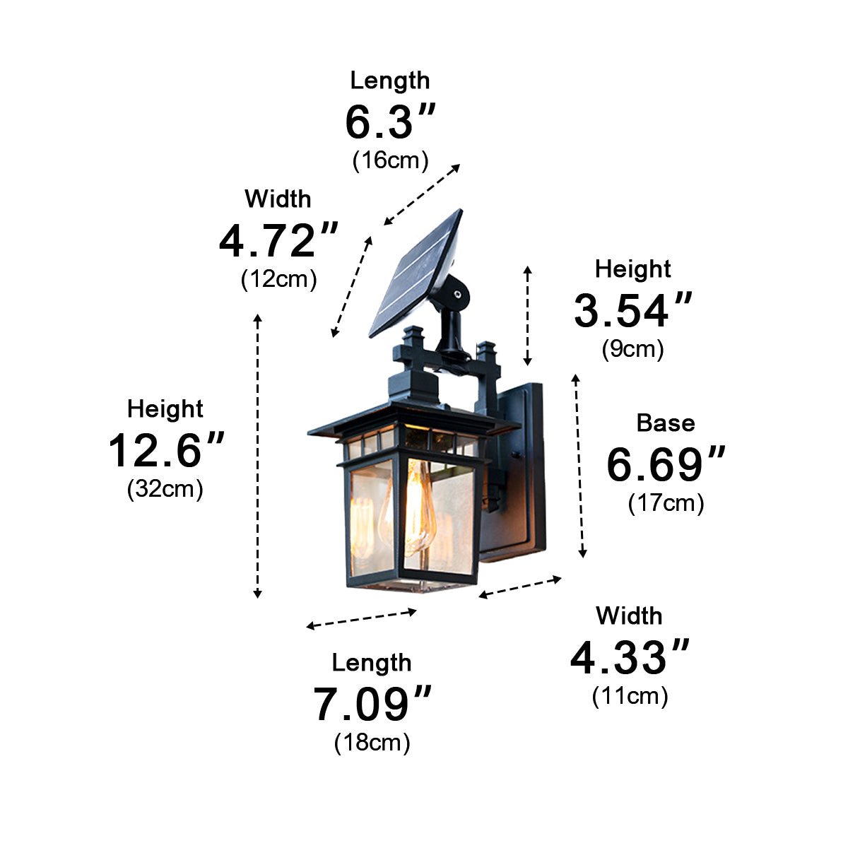 Solar Rustic Square Waterproof Outdoor LED Porch Wall Light - Glimvale