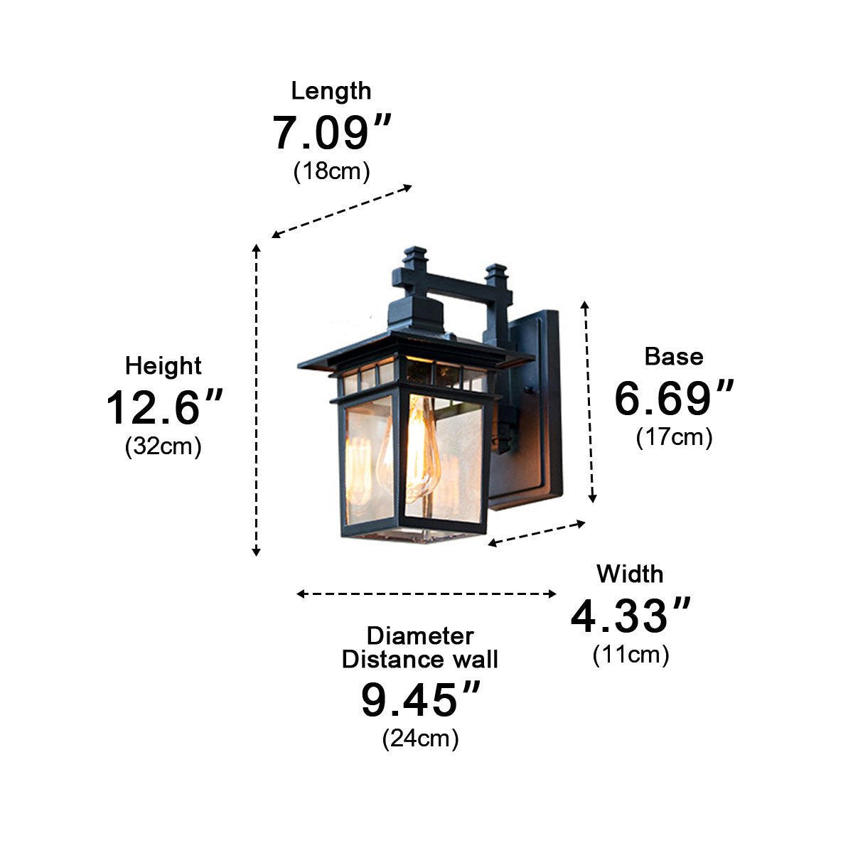 Solar Rustic Square Waterproof Outdoor LED Porch Wall Light - Glimvale