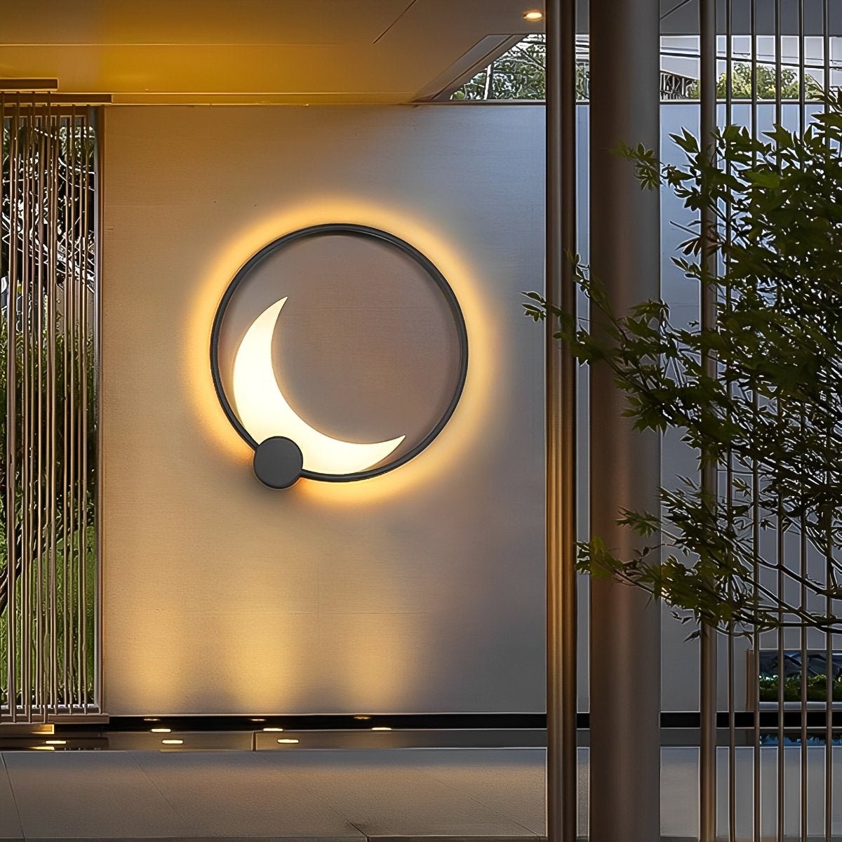 Solar Waterproof Moon LED Round Outdoor Wall Sconces - Glimvale