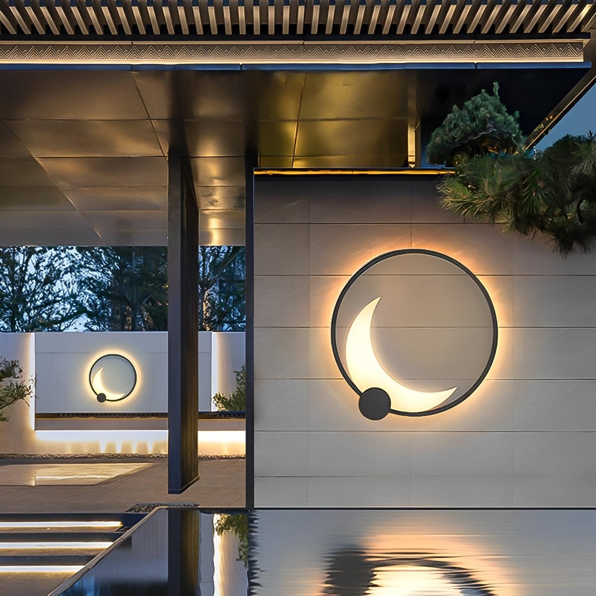 Solar Waterproof Moon LED Round Outdoor Wall Sconces - Glimvale