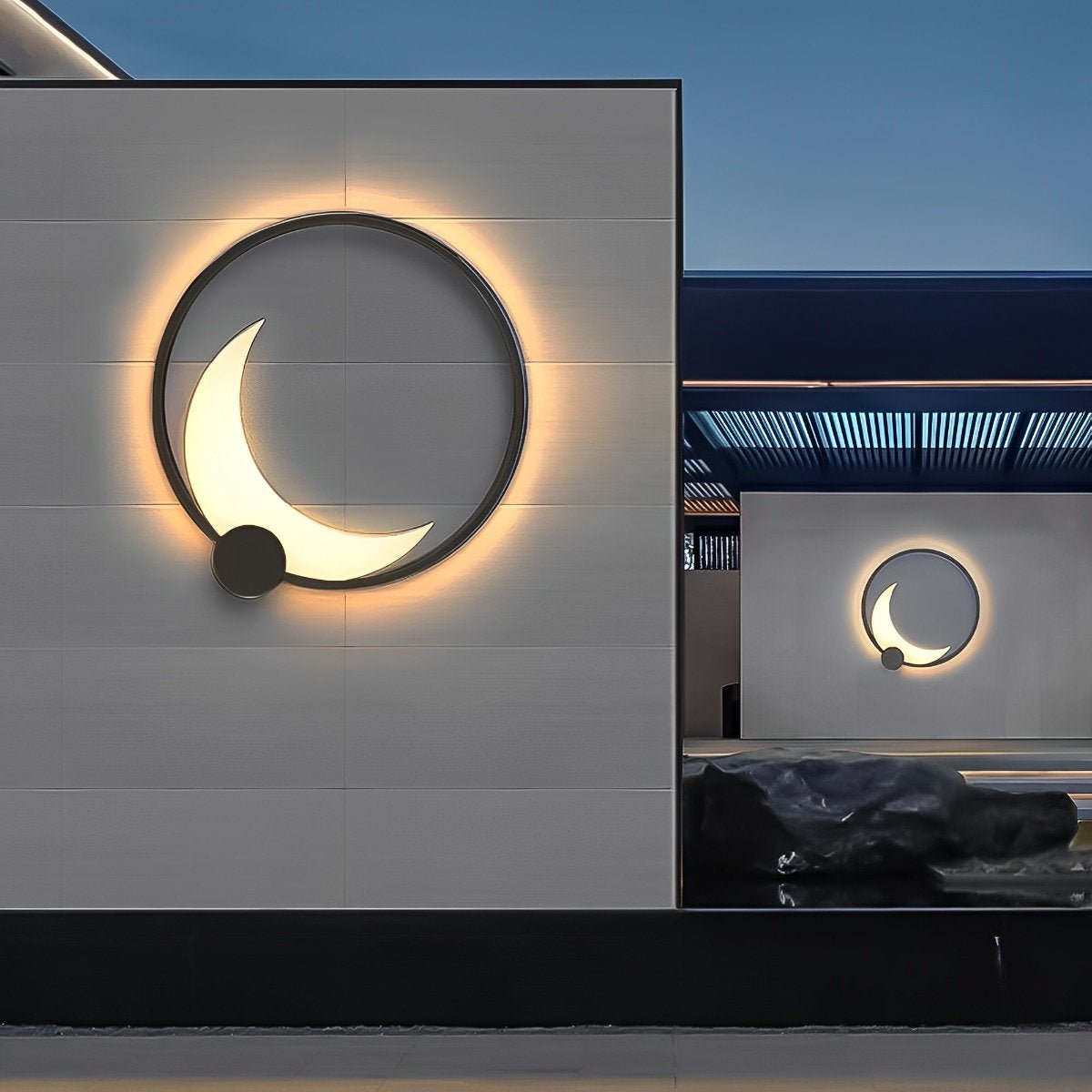 Solar Waterproof Moon LED Round Outdoor Wall Sconces - Glimvale