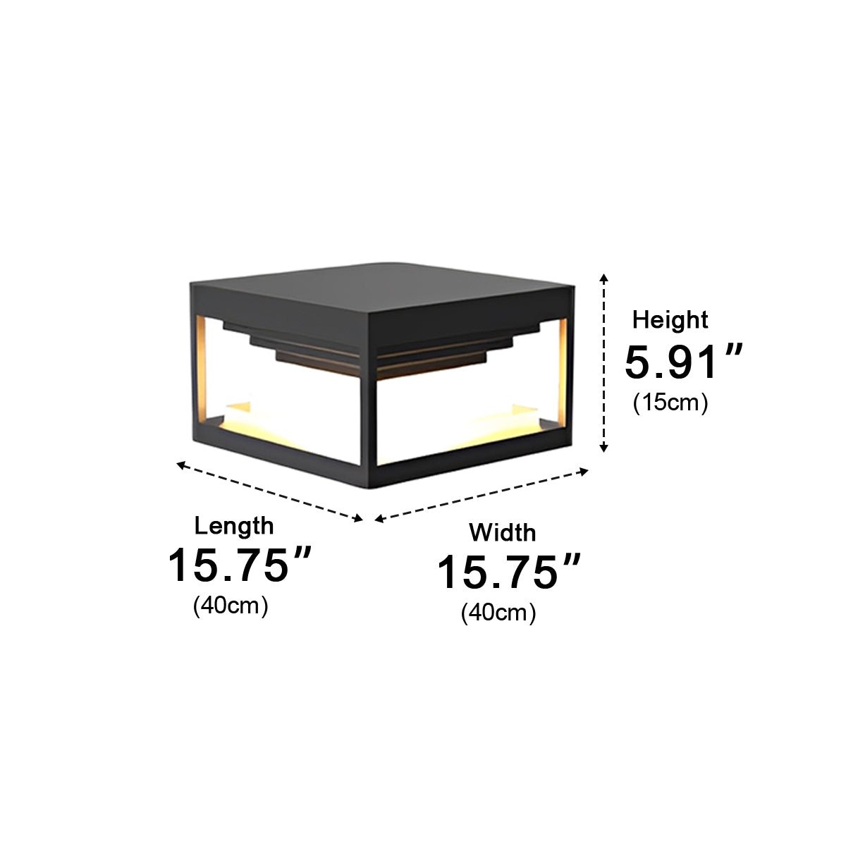 Square Modern Stepped Geometry Outdoor Post Lights - Glimvale