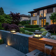 Square Modern Stepped Geometry Outdoor Post Lights - Glimvale