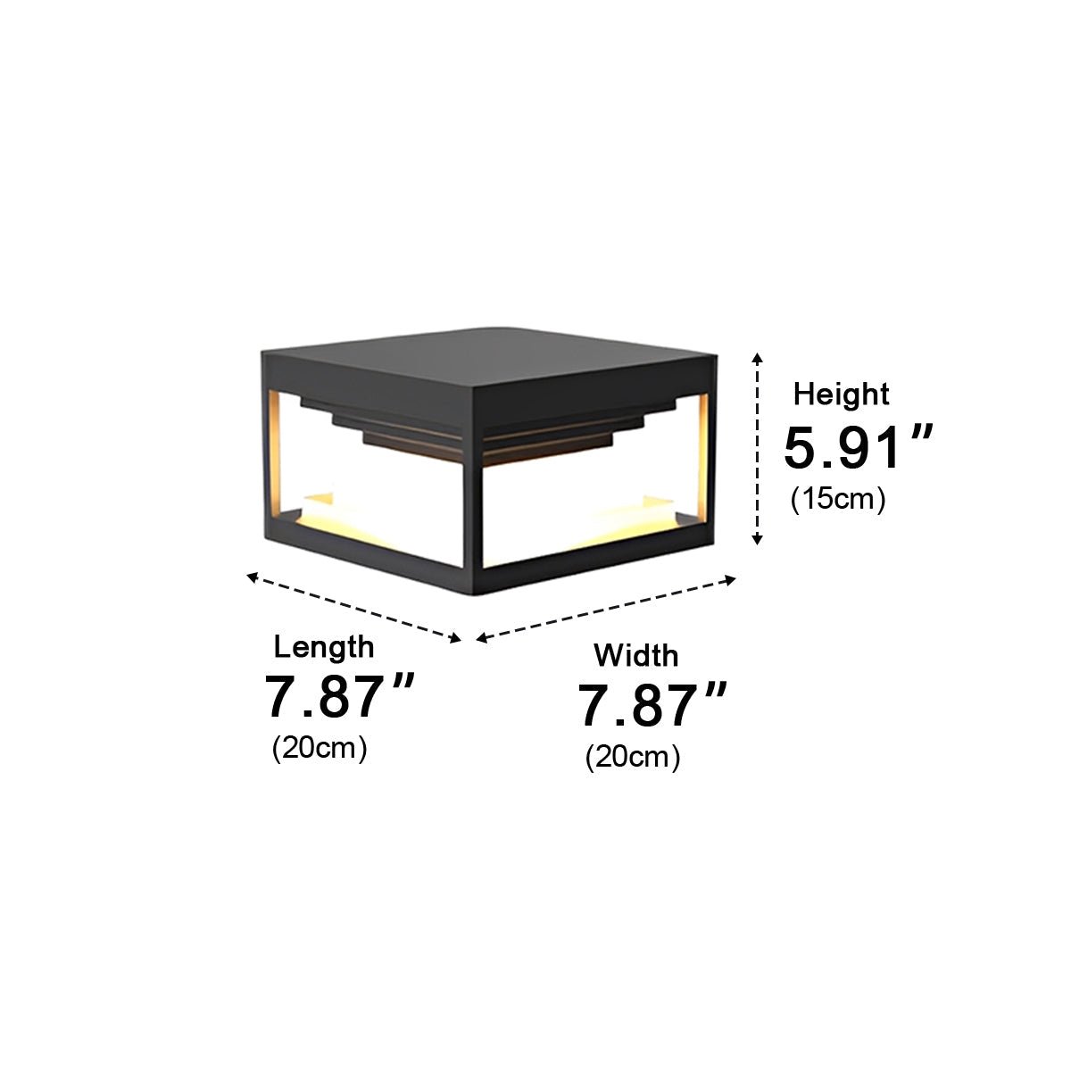 Square Modern Stepped Geometry Outdoor Post Lights - Glimvale