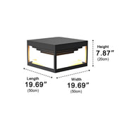 Square Modern Stepped Geometry Outdoor Post Lights - Glimvale