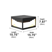 Square Modern Stepped Geometry Outdoor Post Lights - Glimvale