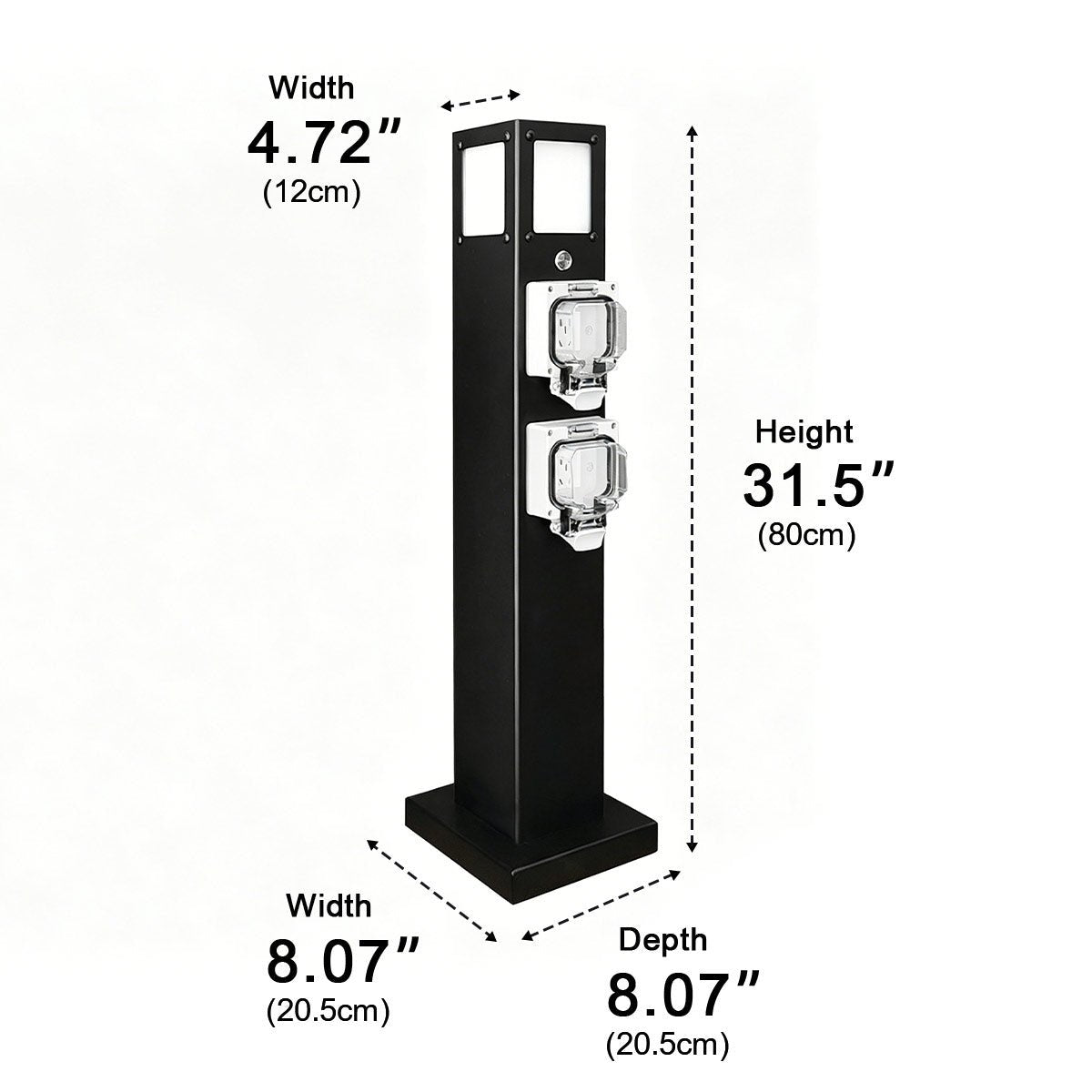 Steel Outdoor Waterproof Pathway Lights with GFCI-Protected Outlet - Glimvale
