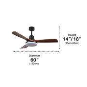 Vintage Variable Frequency Solid Wood Ceiling Fan Light - Glimvale