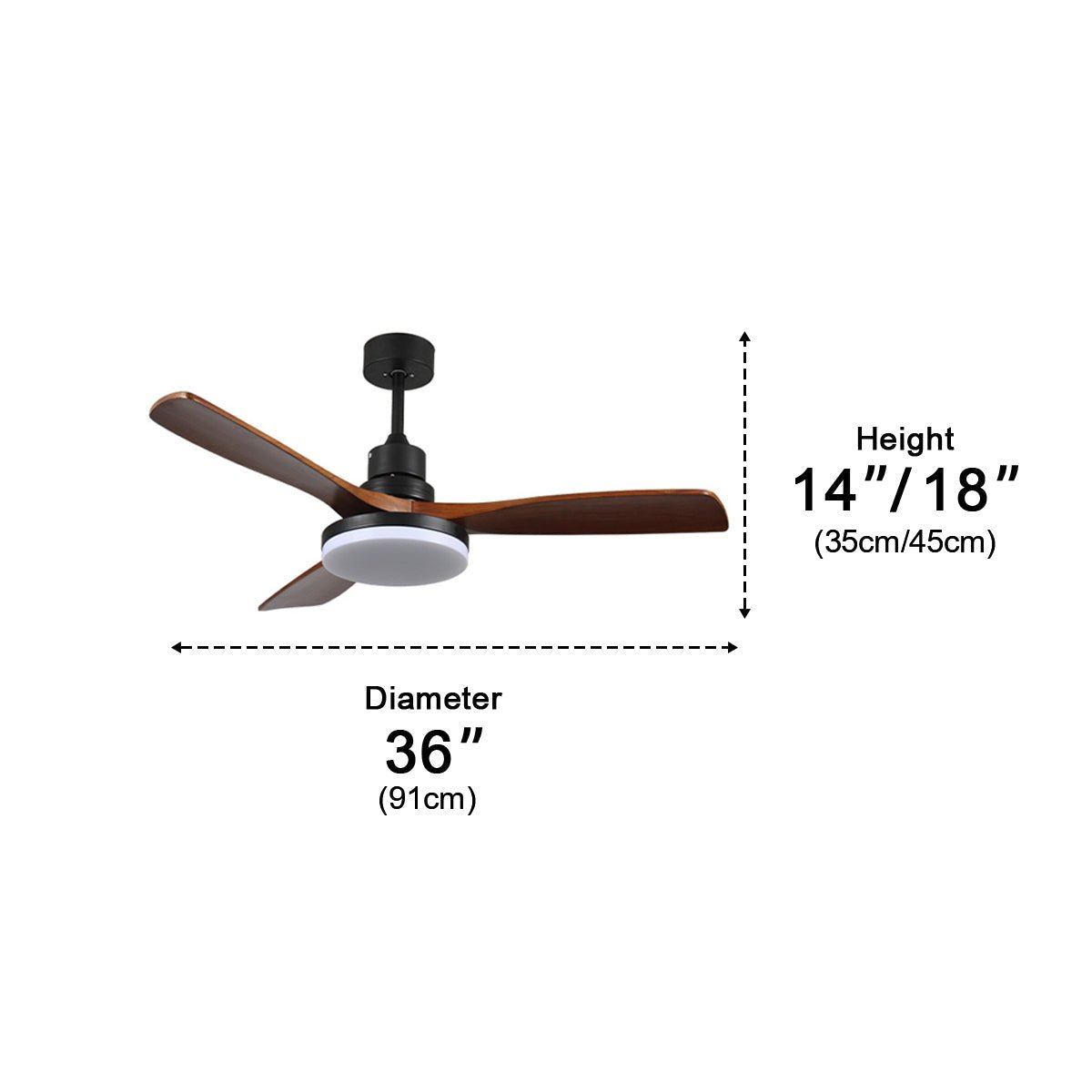Vintage Variable Frequency Solid Wood Ceiling Fan Light - Glimvale