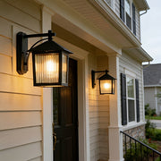 Waterproof Black Farmhouse Cross Lantern Outdoor Porch LED Wall Lights - Glimvale