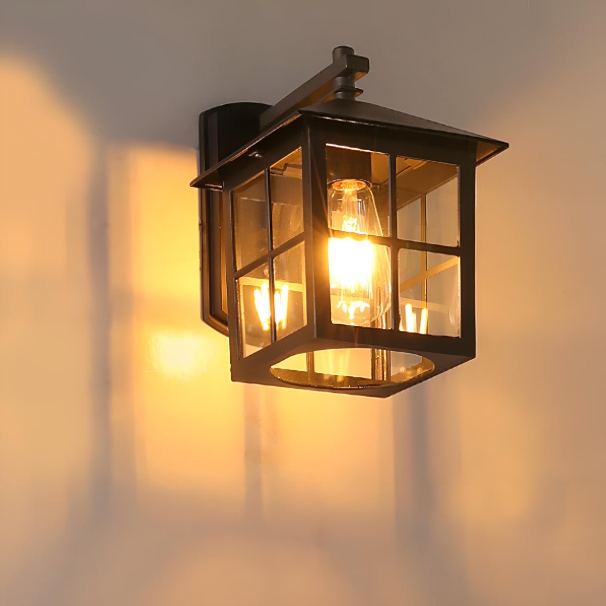Waterproof Black Farmhouse Cross Lantern Outdoor Porch LED Wall Lights - Glimvale