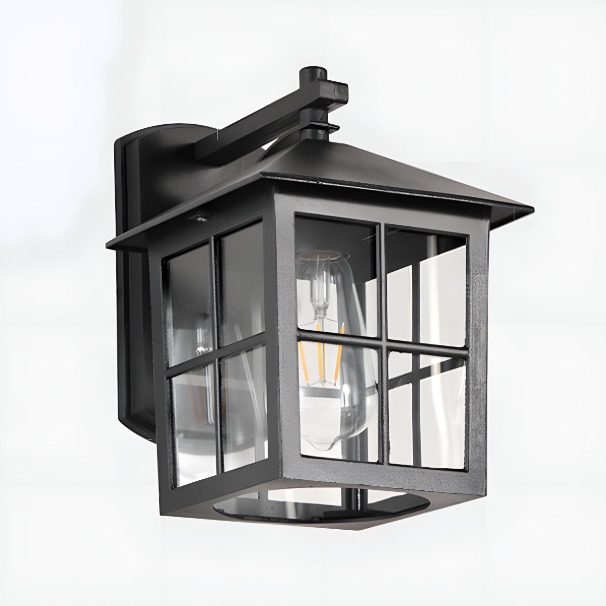 Waterproof Black Farmhouse Cross Lantern Outdoor Porch LED Wall Lights - Glimvale