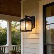 Waterproof Black Farmhouse Cross Lantern Outdoor Porch LED Wall Lights - Glimvale