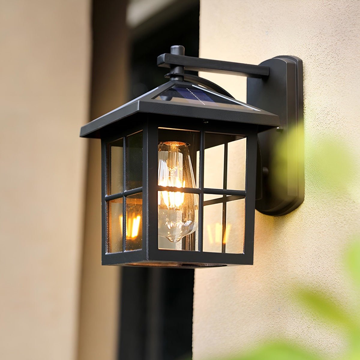 Waterproof Black Farmhouse Cross Lantern Outdoor Porch LED Wall Lights - Glimvale