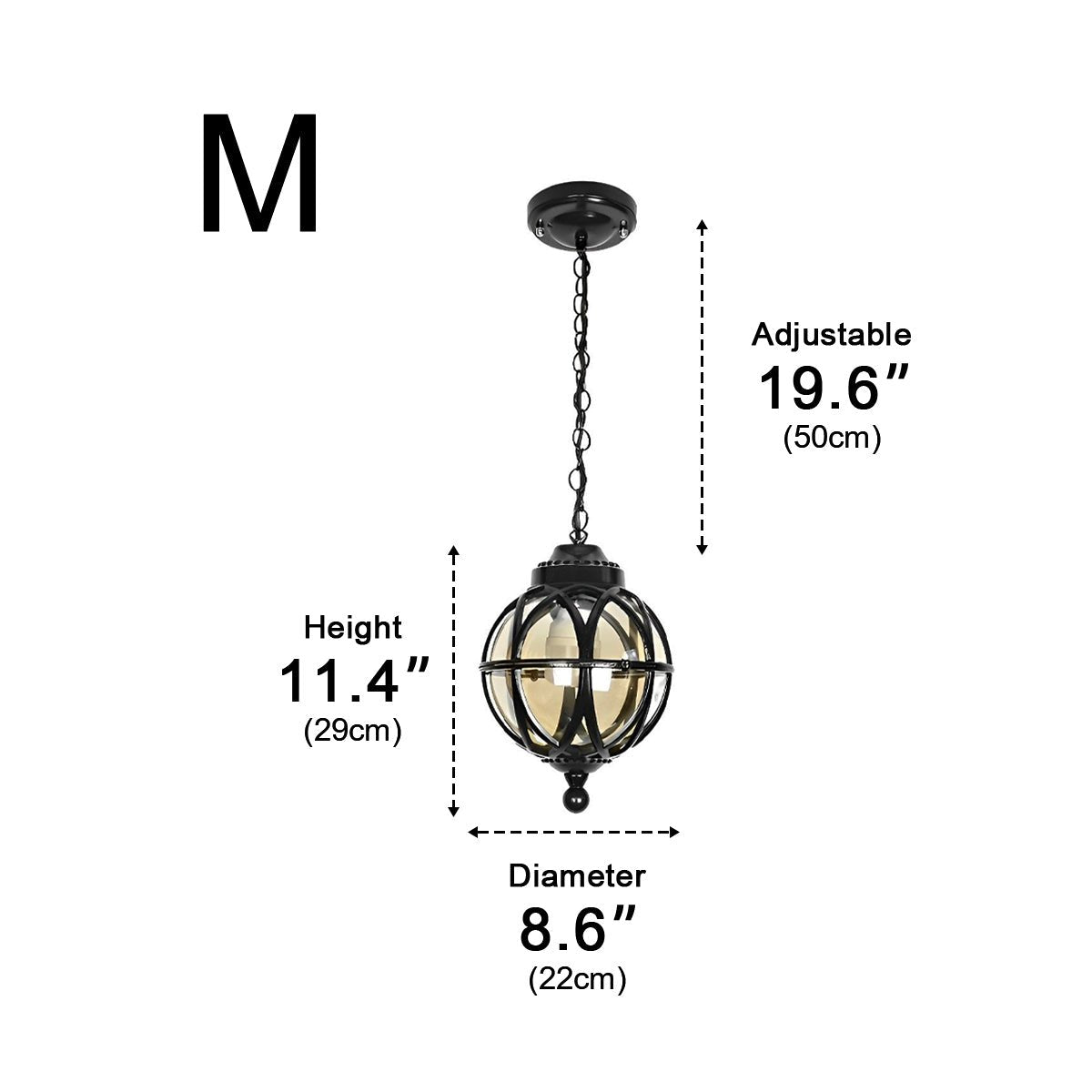 Waterproof Globe Outdoor Hanging Pendant Lights - Glimvale